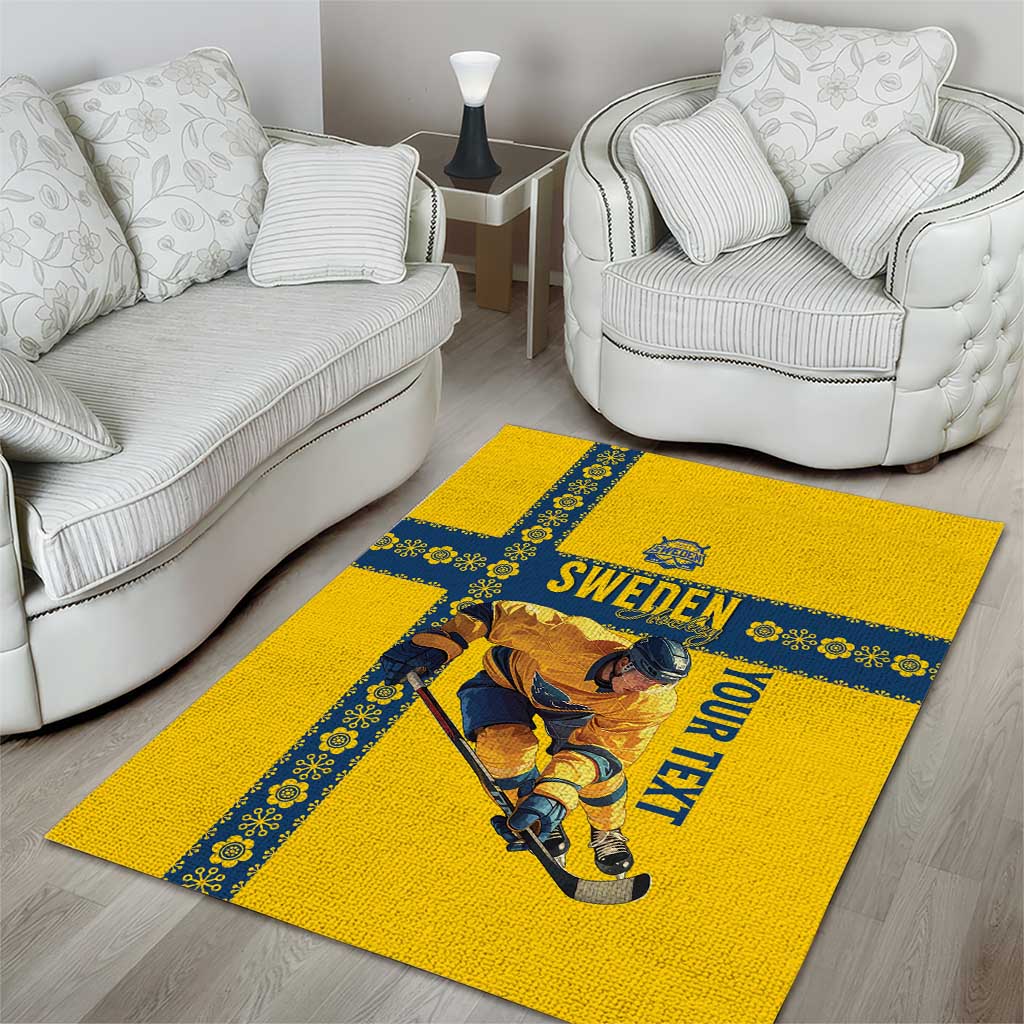 Custom Sweden Ice Hockey Area Rug Go Tre Kronor