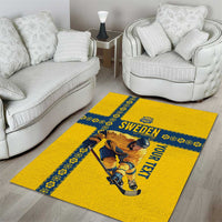 Custom Sweden Ice Hockey Area Rug Go Tre Kronor