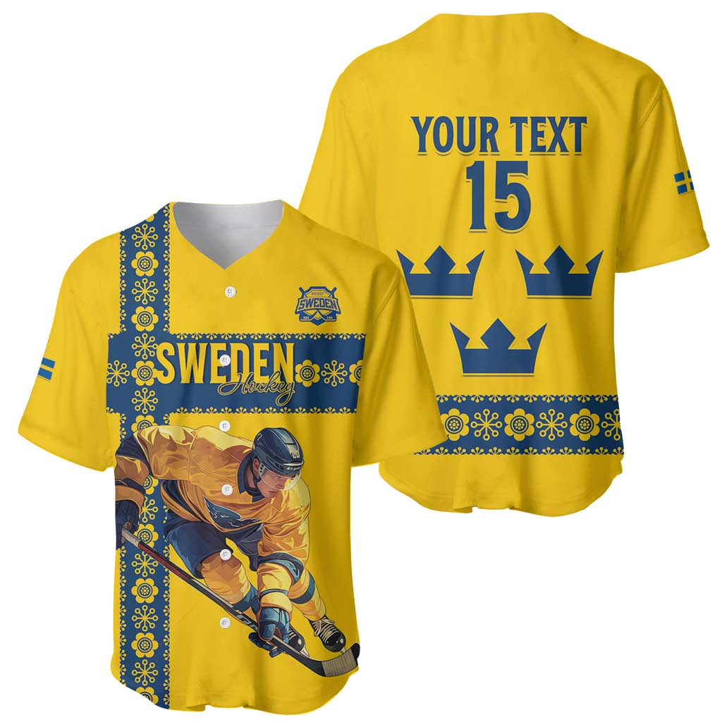 Custom Sweden Ice Hockey Baseball Jersey Go Tre Kronor