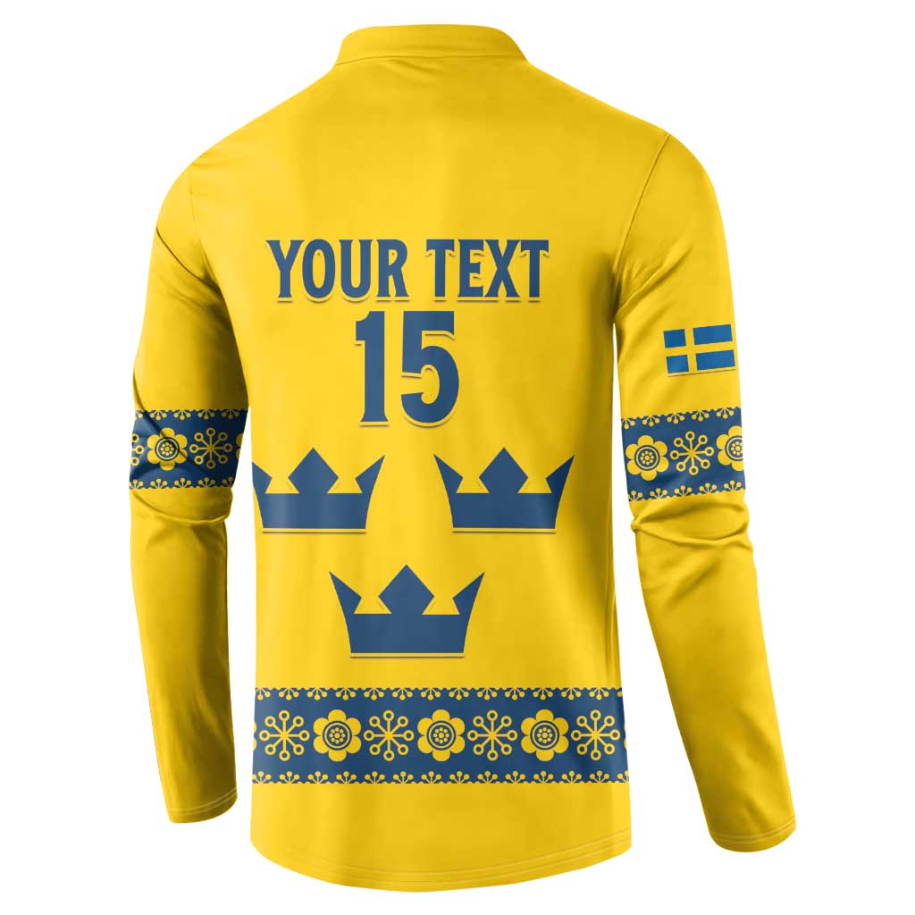 Custom Sweden Ice Hockey Button Sweatshirt Go Tre Kronor