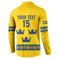 Custom Sweden Ice Hockey Button Sweatshirt Go Tre Kronor
