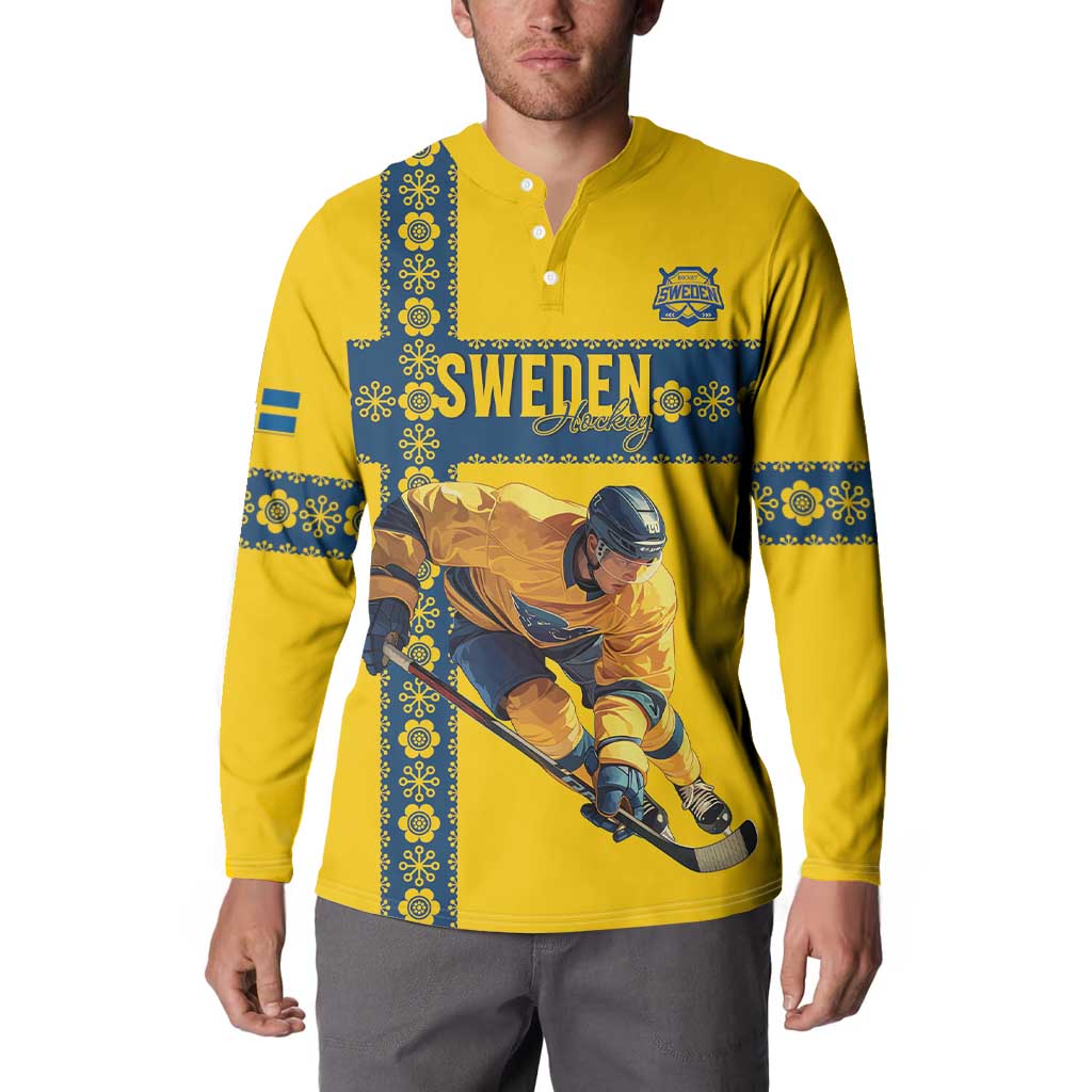 Custom Sweden Ice Hockey Button Sweatshirt Go Tre Kronor