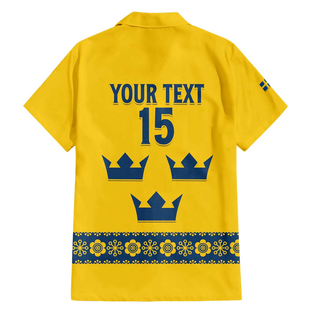 Custom Sweden Ice Hockey Family Matching Long Sleeve Bodycon Dress and Hawaiian Shirt Go Tre Kronor
