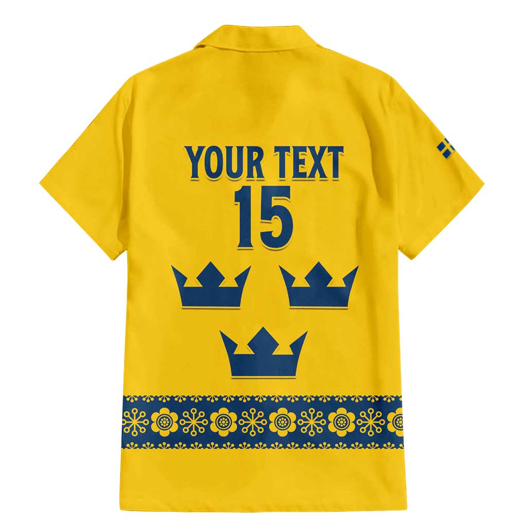 Custom Sweden Ice Hockey Family Matching Mermaid Dress and Hawaiian Shirt Go Tre Kronor