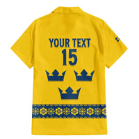 Custom Sweden Ice Hockey Family Matching Mermaid Dress and Hawaiian Shirt Go Tre Kronor