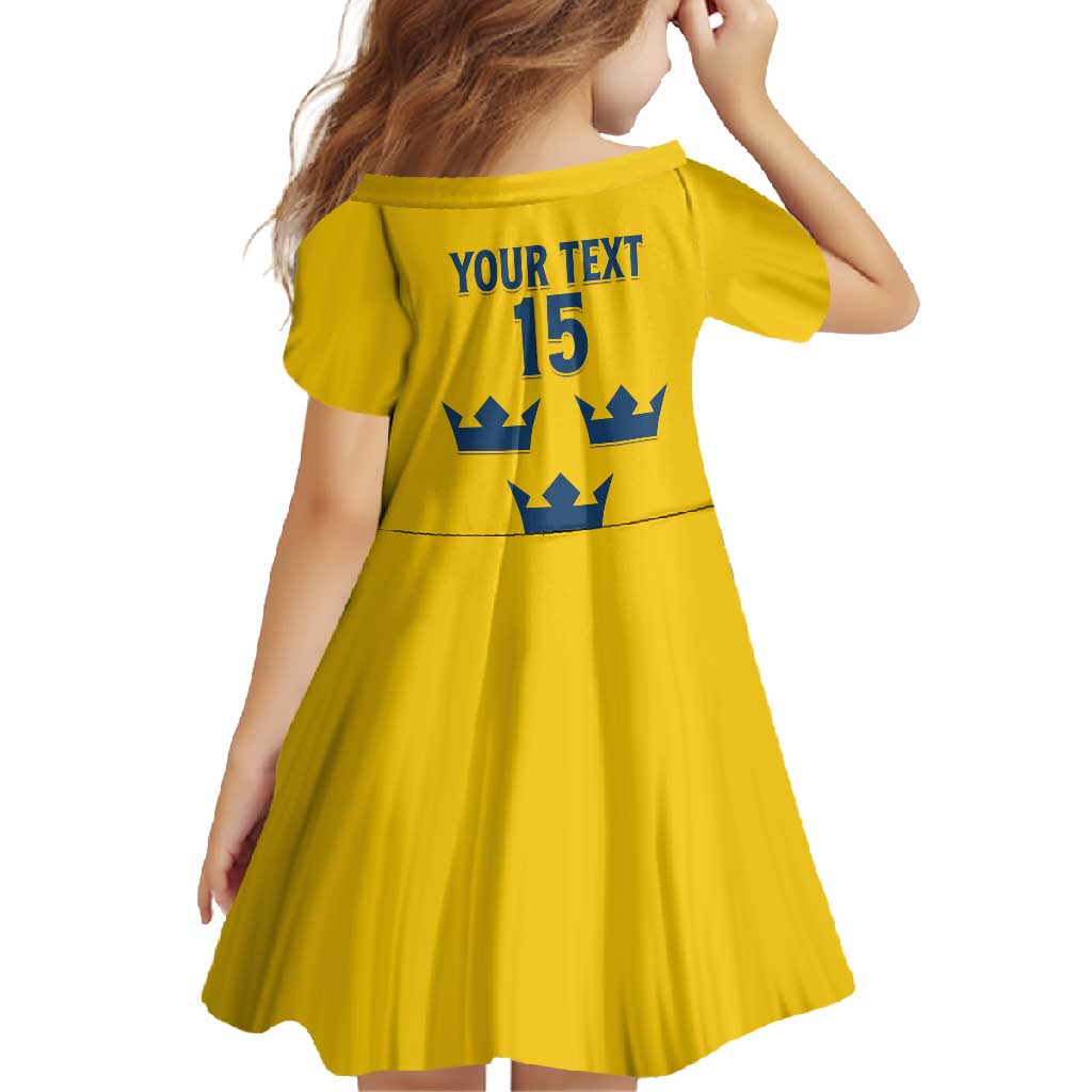 Custom Sweden Ice Hockey Family Matching Off Shoulder Maxi Dress and Hawaiian Shirt Go Tre Kronor