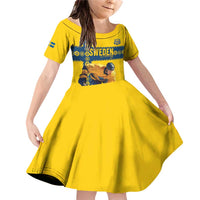 Custom Sweden Ice Hockey Family Matching Off Shoulder Short Dress and Hawaiian Shirt Go Tre Kronor