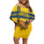 Custom Sweden Ice Hockey Family Matching Off Shoulder Short Dress and Hawaiian Shirt Go Tre Kronor