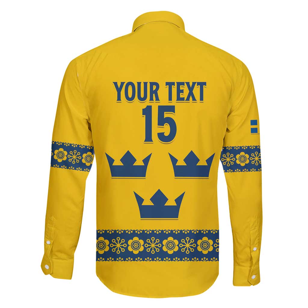 Custom Sweden Ice Hockey Family Matching Tank Maxi Dress and Hawaiian Shirt Go Tre Kronor