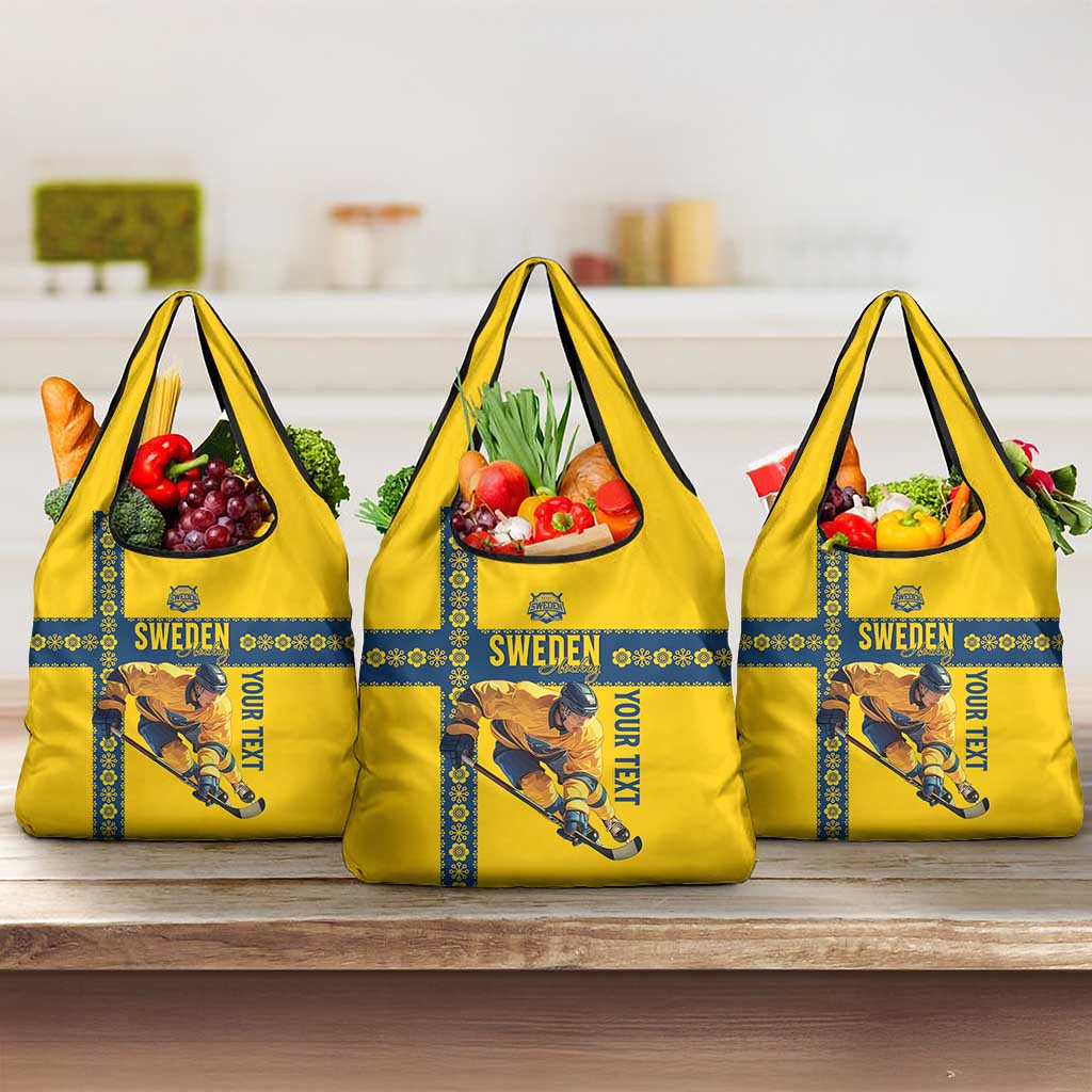 Custom Sweden Ice Hockey Grocery Bag Go Tre Kronor