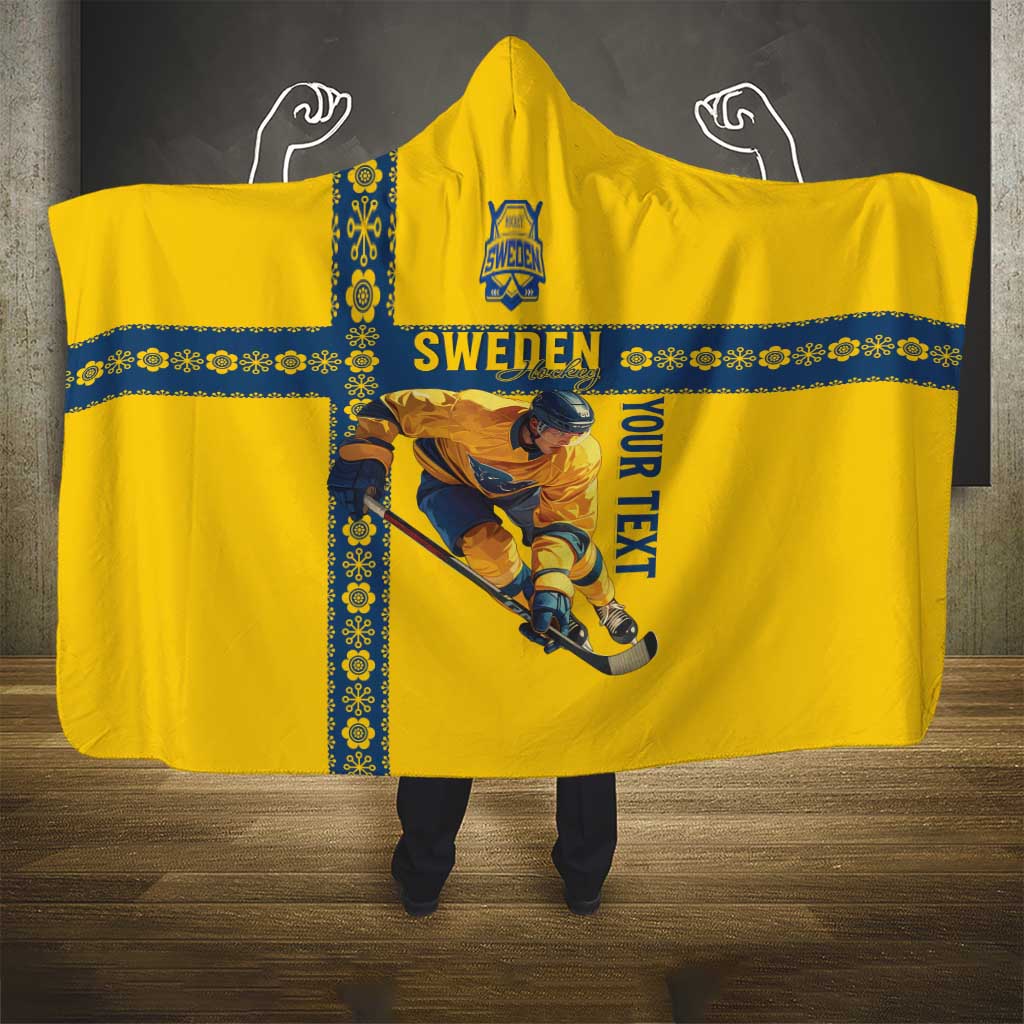 Custom Sweden Ice Hockey Hooded Blanket Go Tre Kronor