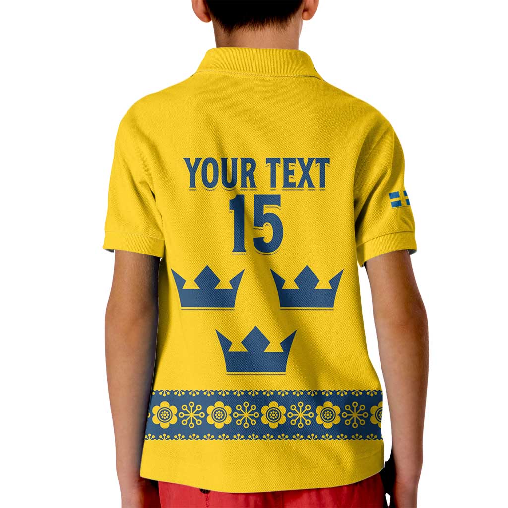 Custom Sweden Ice Hockey Kid Polo Shirt Go Tre Kronor