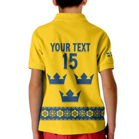 Custom Sweden Ice Hockey Kid Polo Shirt Go Tre Kronor