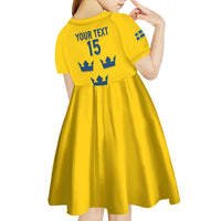 Custom Sweden Ice Hockey Kid Short Sleeve Dress Go Tre Kronor