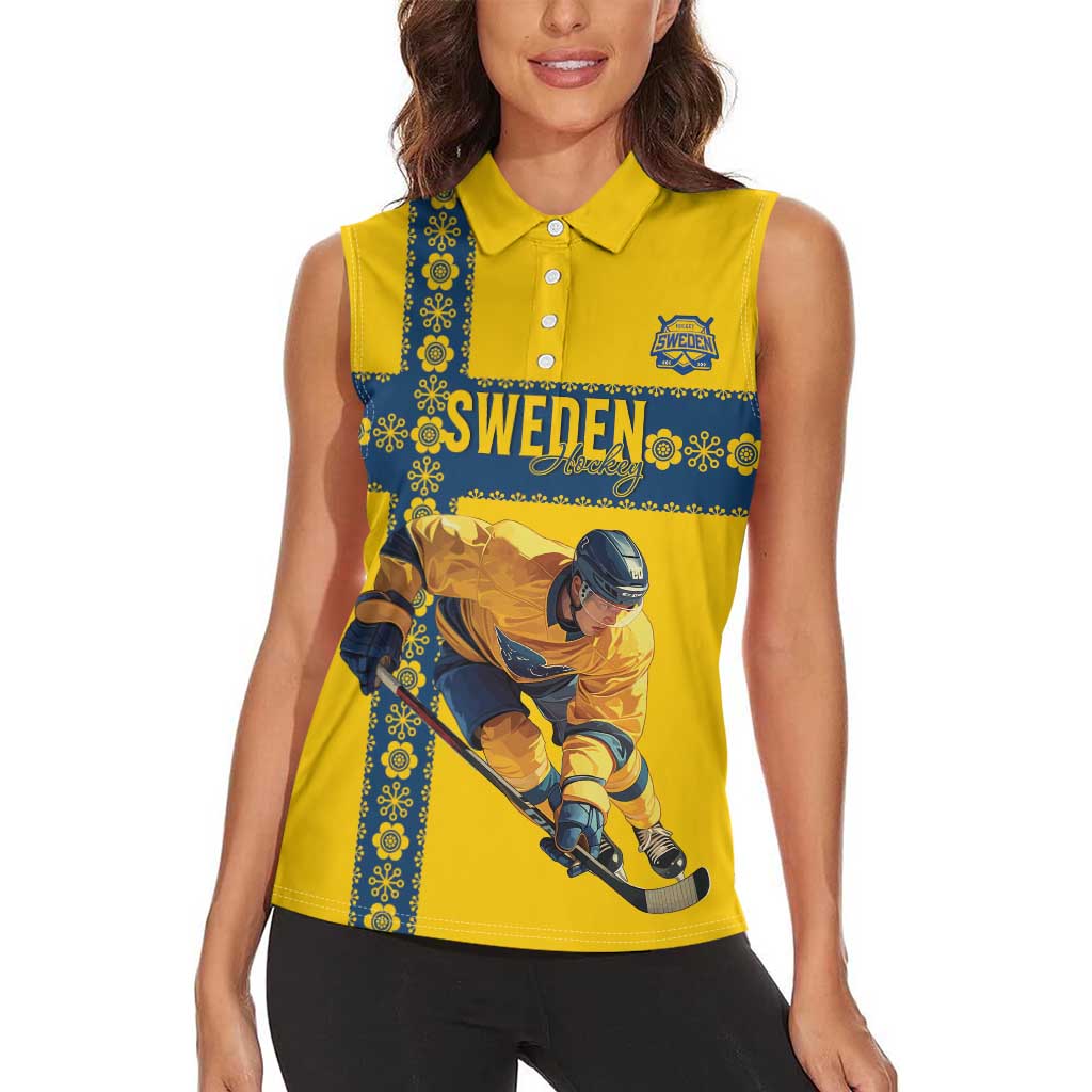 Custom Sweden Ice Hockey Women Sleeveless Polo Shirt Go Tre Kronor