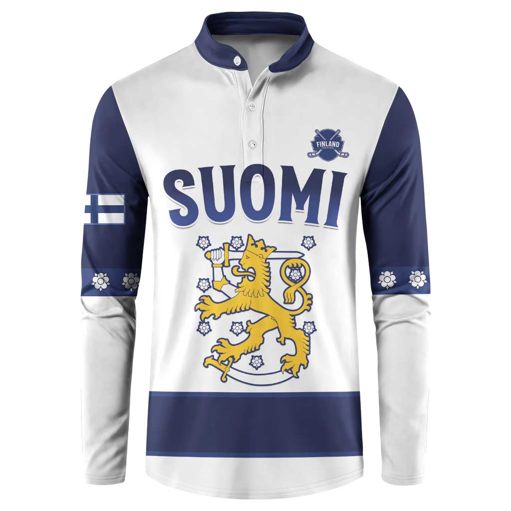Custom Finland Ice Hockey Button Sweatshirt Go Suomi Go LT15