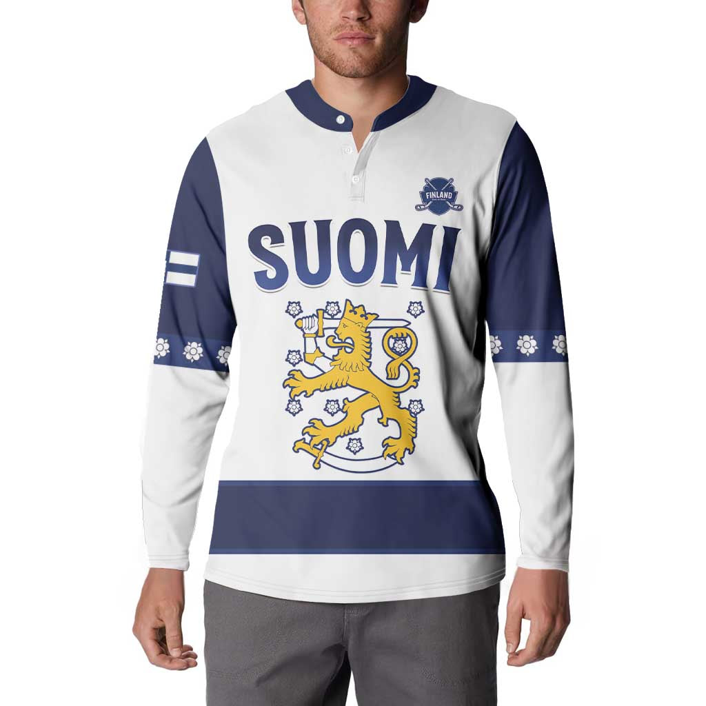 Custom Finland Ice Hockey Button Sweatshirt Go Suomi Go LT15