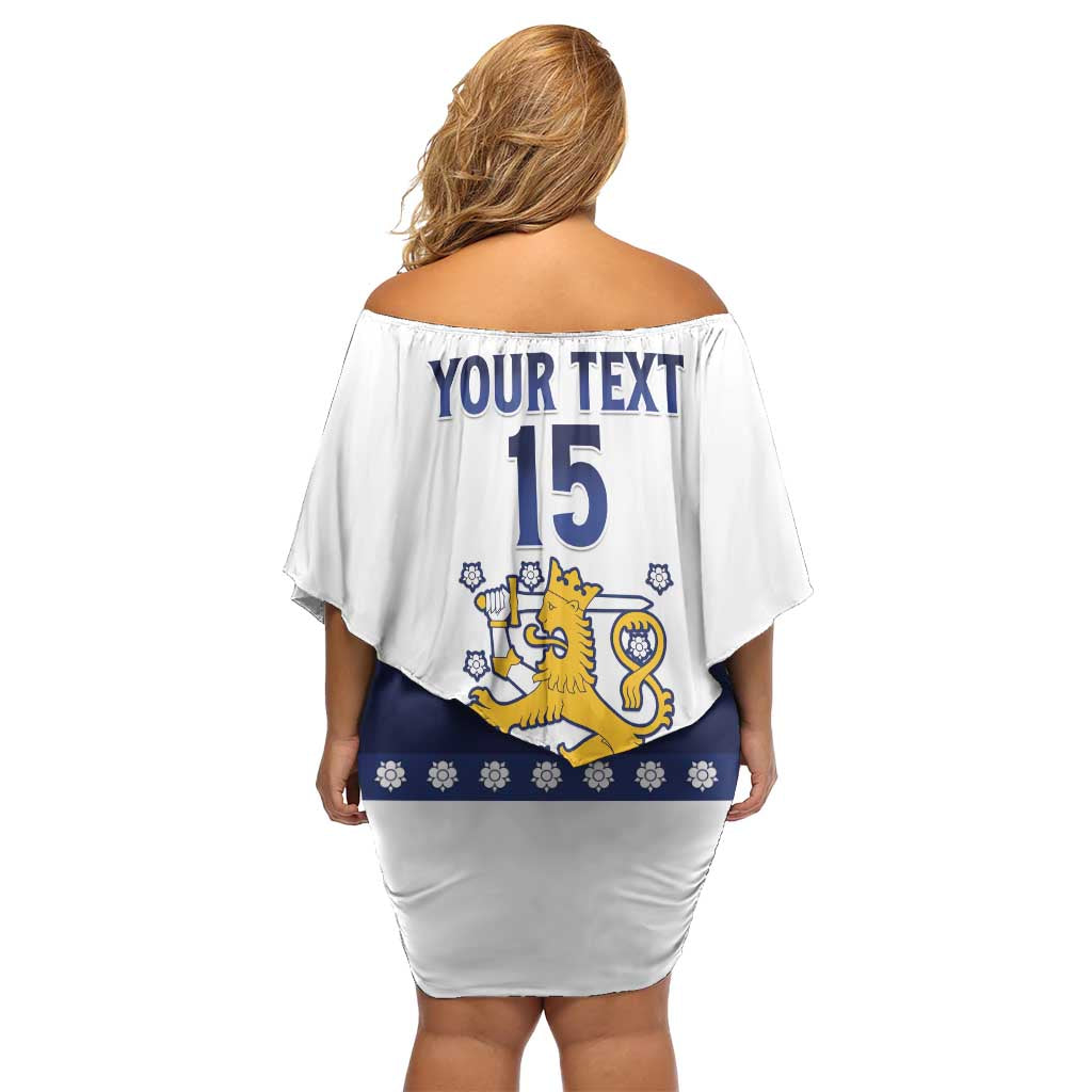 Custom Finland Ice Hockey Family Matching Off Shoulder Short Dress and Hawaiian Shirt Go Suomi Go