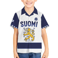 Custom Finland Ice Hockey Family Matching Short Sleeve Bodycon Dress and Hawaiian Shirt Go Suomi Go