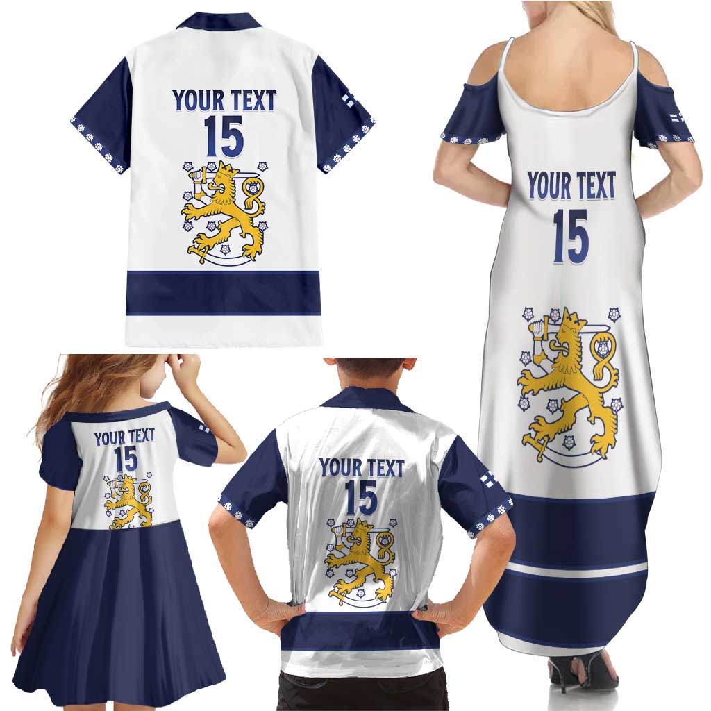 Custom Finland Ice Hockey Family Matching Summer Maxi Dress and Hawaiian Shirt Go Suomi Go