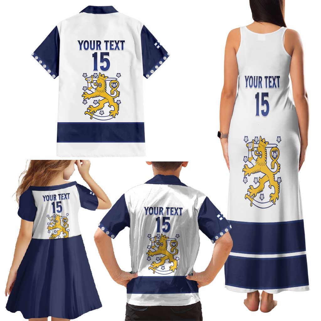 Custom Finland Ice Hockey Family Matching Tank Maxi Dress and Hawaiian Shirt Go Suomi Go