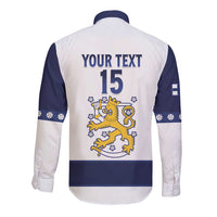 Custom Finland Ice Hockey Long Sleeve Button Shirt Go Suomi Go