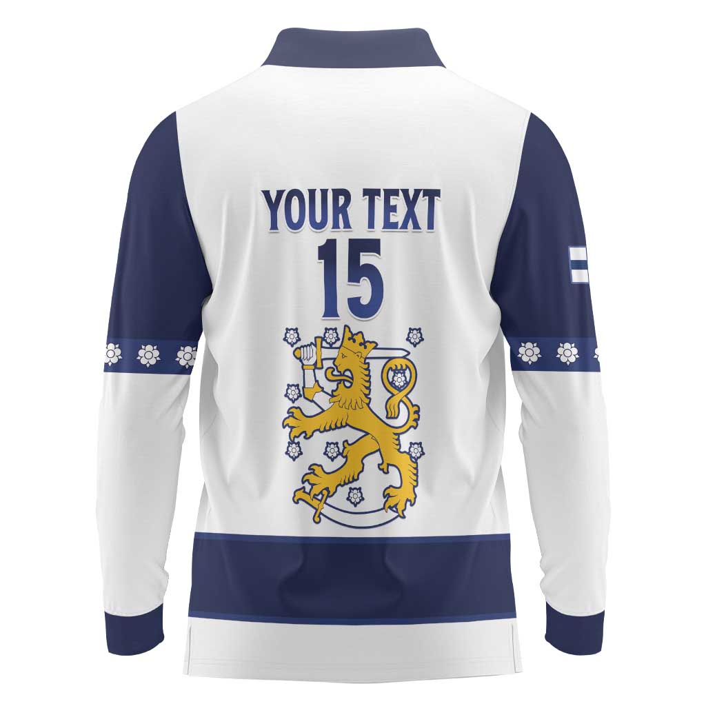Custom Finland Ice Hockey Long Sleeve Polo Shirt Go Suomi Go