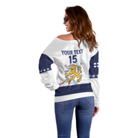 Custom Finland Ice Hockey Off Shoulder Sweater Go Suomi Go