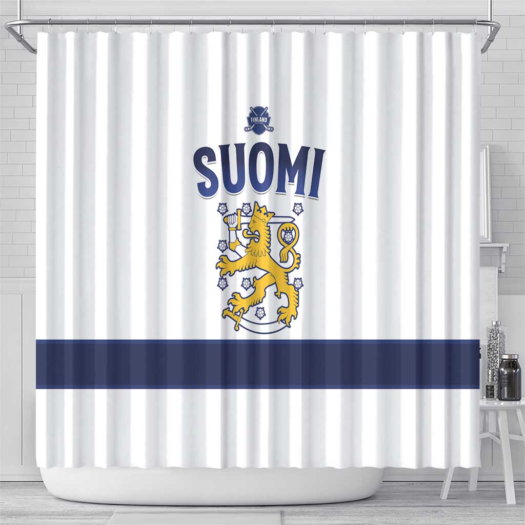 Finland Ice Hockey Shower Curtain Go Suomi Go