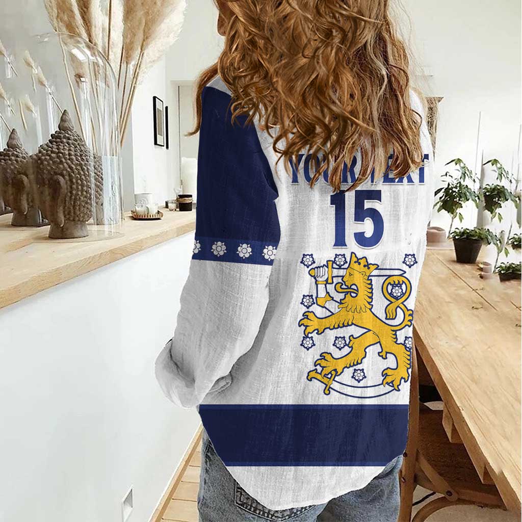 Custom Finland Ice Hockey Women Casual Shirt Go Suomi Go