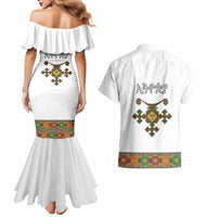 Ethiopia Saba Kemis Couples Matching Mermaid Dress and Hawaiian Shirt Habesha Style LT15