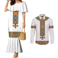 Ethiopia Saba Kemis Couples Matching Mermaid Dress and Long Sleeve Button Shirt Habesha Style LT15