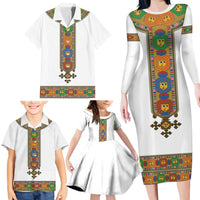 Ethiopia Saba Kemis Family Matching Long Sleeve Bodycon Dress and Hawaiian Shirt Habesha Style LT15