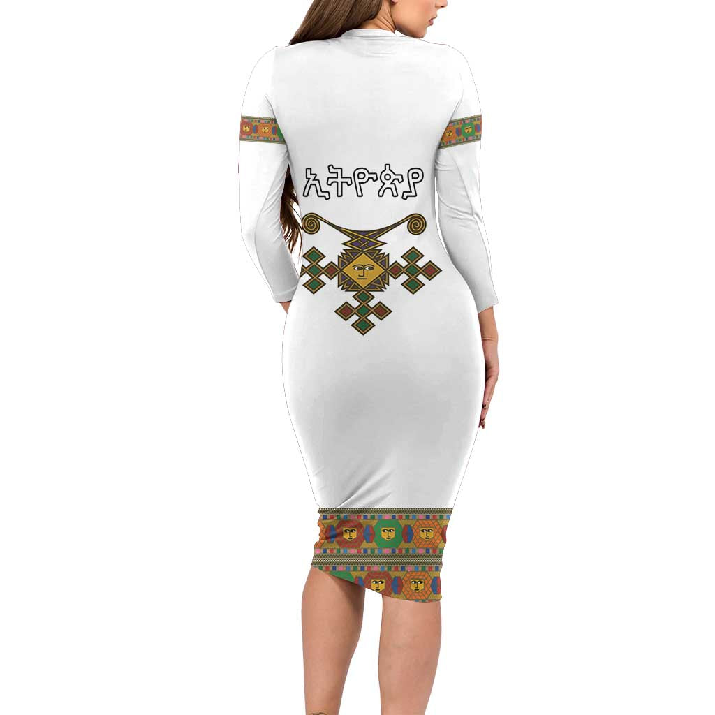 Ethiopia Saba Kemis Family Matching Long Sleeve Bodycon Dress and Hawaiian Shirt Habesha Style LT15