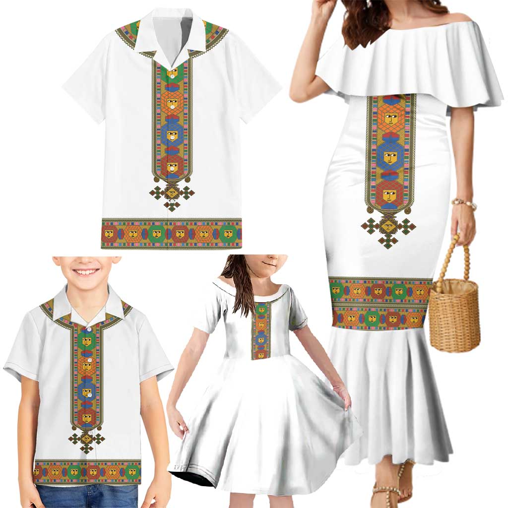 Ethiopia Saba Kemis Family Matching Mermaid Dress and Hawaiian Shirt Habesha Style LT15