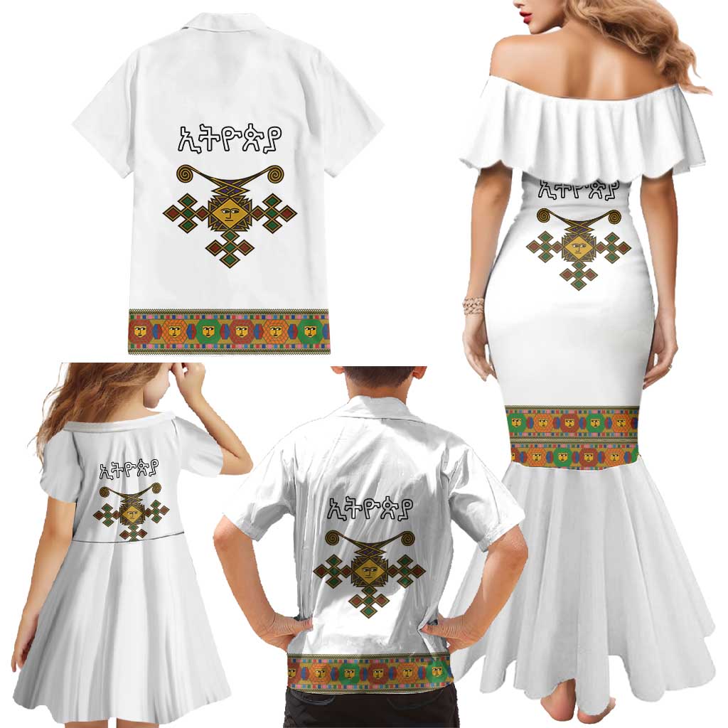 Ethiopia Saba Kemis Family Matching Mermaid Dress and Hawaiian Shirt Habesha Style LT15