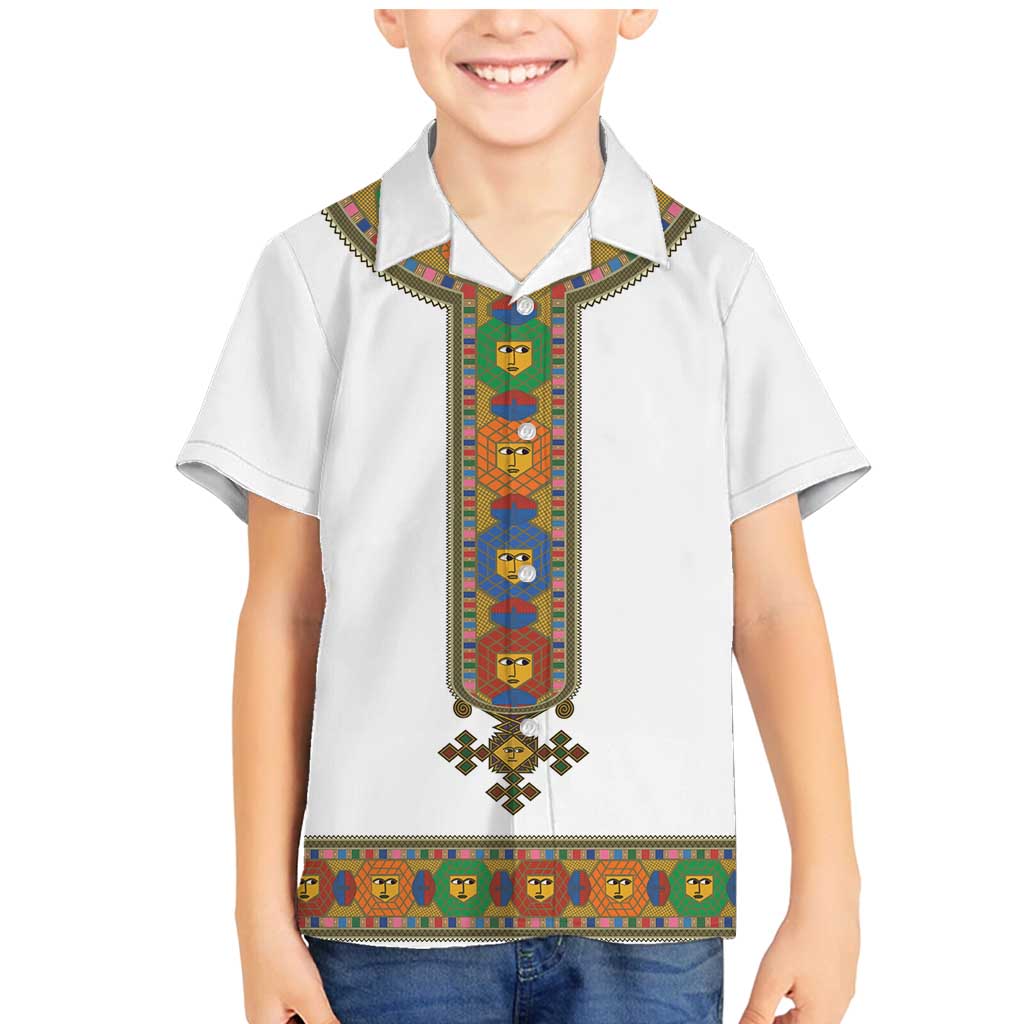 Ethiopia Saba Kemis Family Matching Mermaid Dress and Hawaiian Shirt Habesha Style LT15