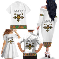 Ethiopia Saba Kemis Family Matching Off The Shoulder Long Sleeve Dress and Hawaiian Shirt Habesha Style LT15