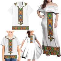 Ethiopia Saba Kemis Family Matching Off Shoulder Maxi Dress and Hawaiian Shirt Habesha Style LT15