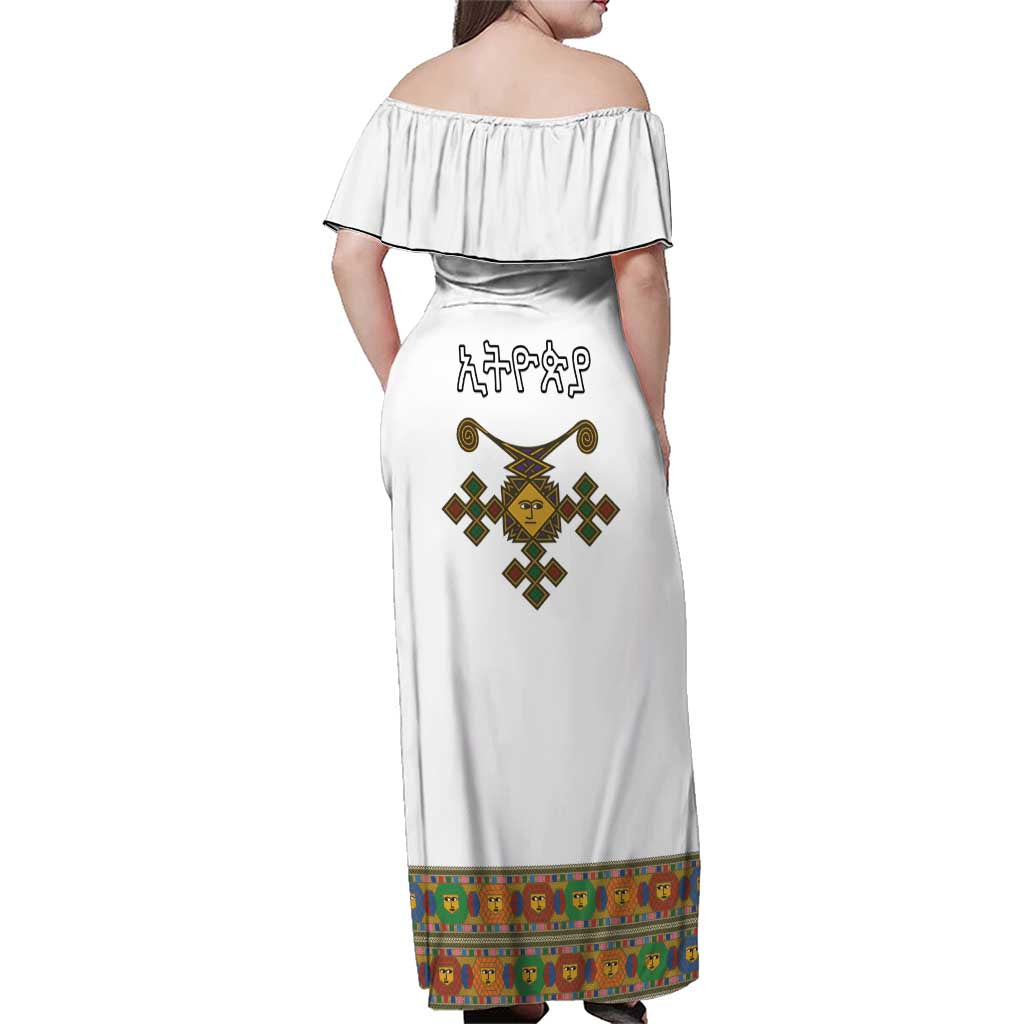 Ethiopia Saba Kemis Family Matching Off Shoulder Maxi Dress and Hawaiian Shirt Habesha Style LT15