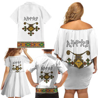 Ethiopia Saba Kemis Family Matching Off Shoulder Short Dress and Hawaiian Shirt Habesha Style LT15