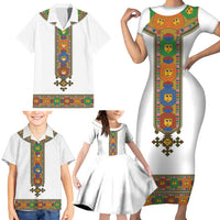 Ethiopia Saba Kemis Family Matching Short Sleeve Bodycon Dress and Hawaiian Shirt Habesha Style LT15