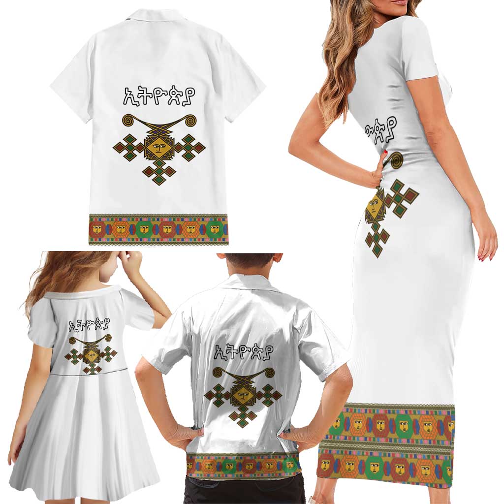 Ethiopia Saba Kemis Family Matching Short Sleeve Bodycon Dress and Hawaiian Shirt Habesha Style LT15