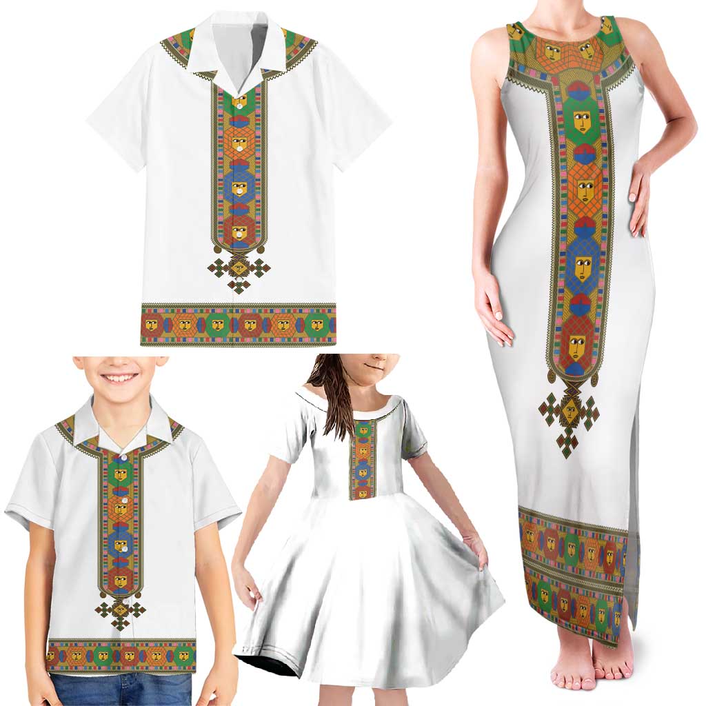 Ethiopia Saba Kemis Family Matching Tank Maxi Dress and Hawaiian Shirt Habesha Style LT15