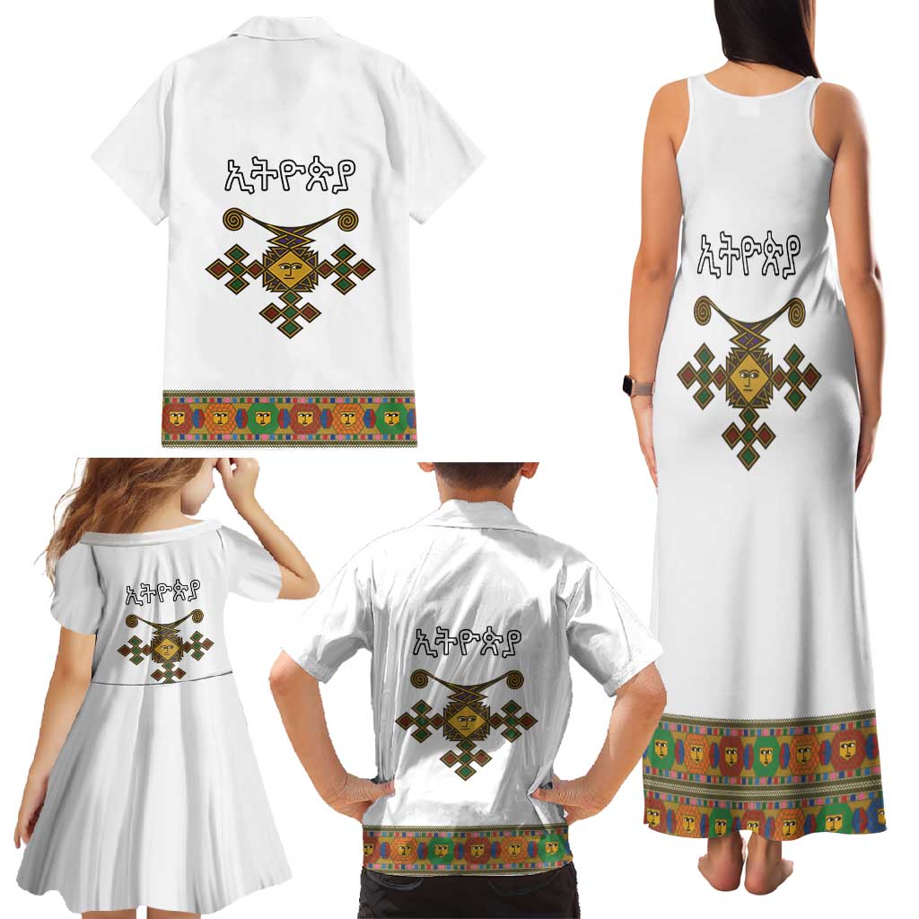 Ethiopia Saba Kemis Family Matching Tank Maxi Dress and Hawaiian Shirt Habesha Style LT15