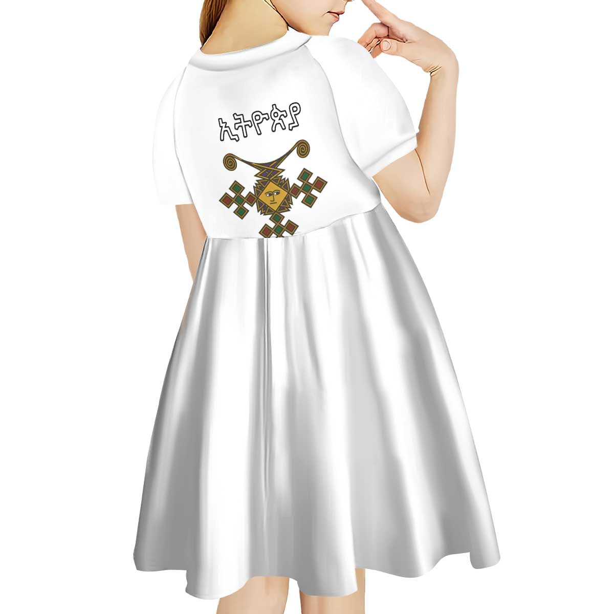 Ethiopia Saba Kemis Kid Short Sleeve Dress Habesha Style LT15