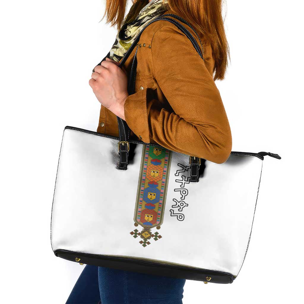 Ethiopia Saba Kemis Leather Tote Bag Habesha Style
