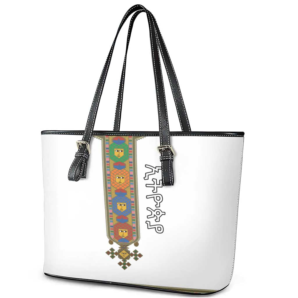 Ethiopia Saba Kemis Leather Tote Bag Habesha Style