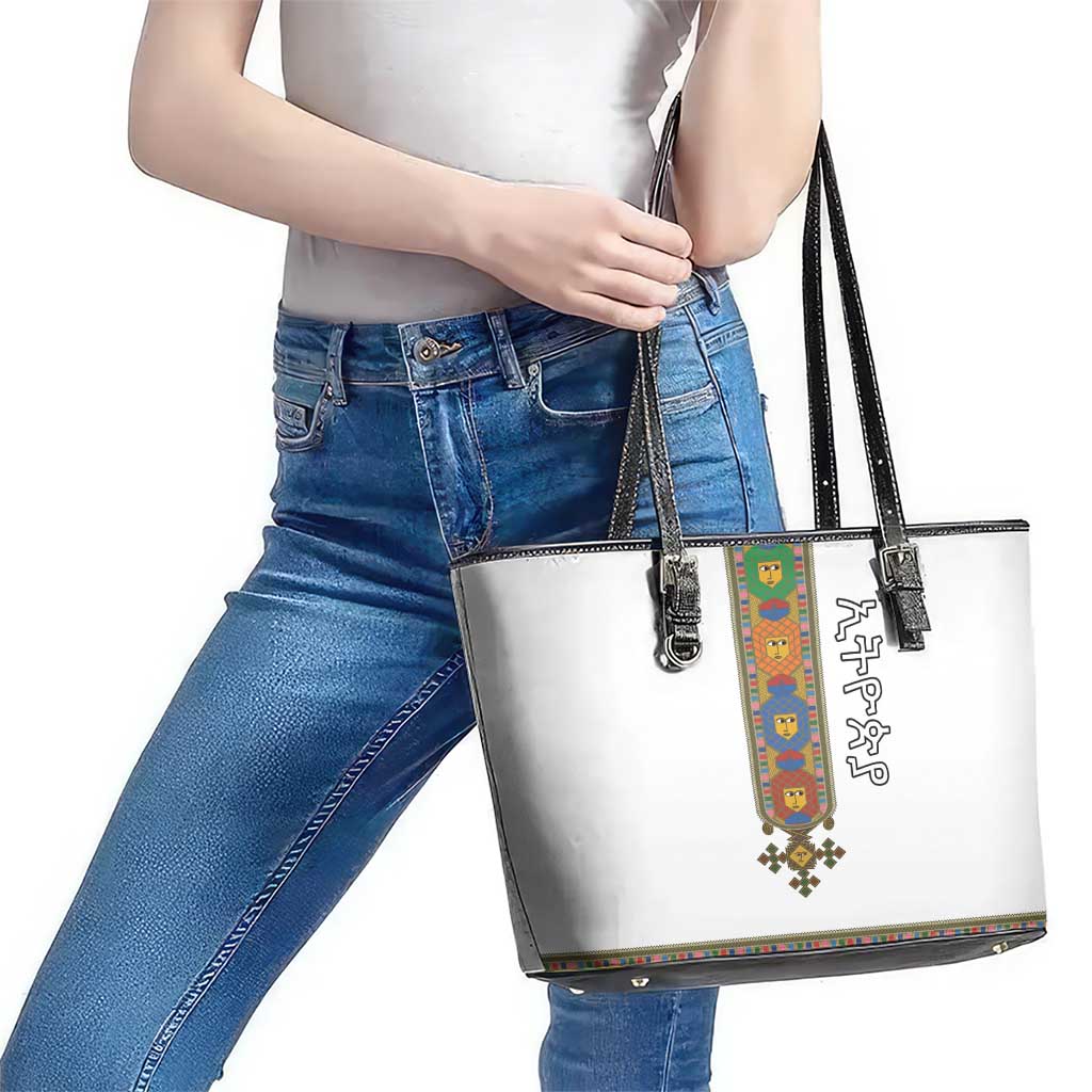 Ethiopia Saba Kemis Leather Tote Bag Habesha Style
