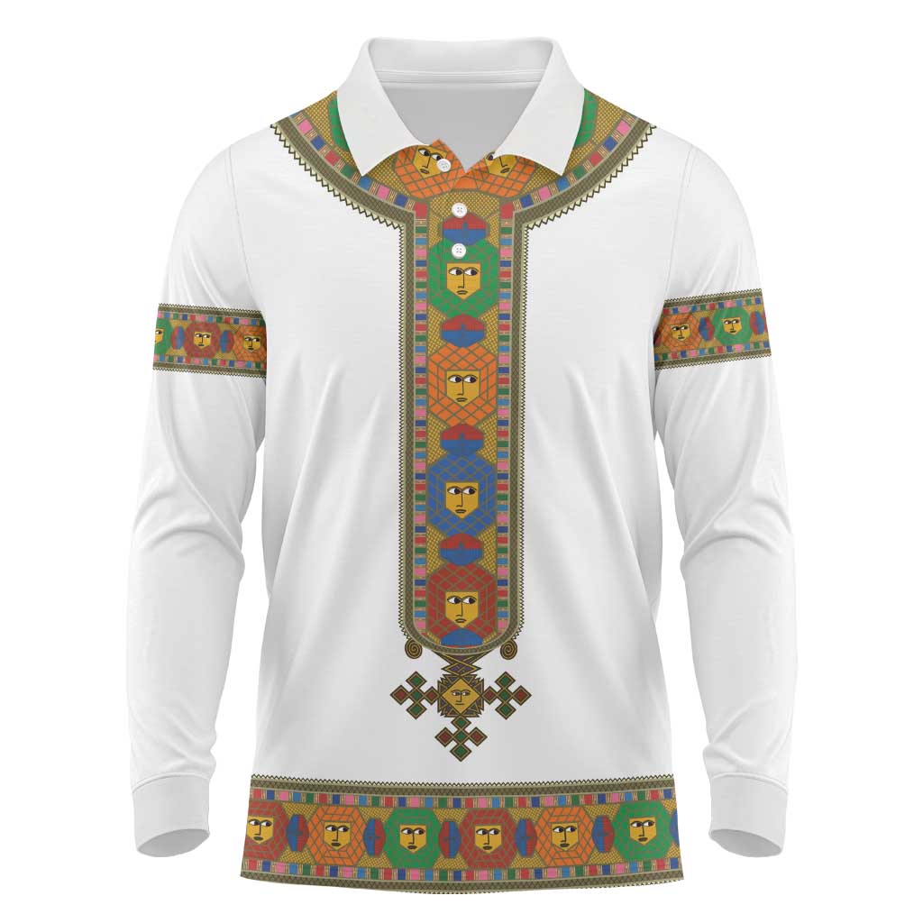 Ethiopia Saba Kemis Long Sleeve Polo Shirt Habesha Style LT15